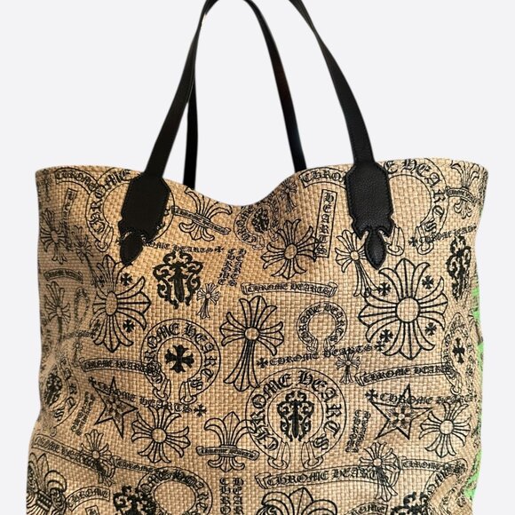 Chrome Hearts Handbags - Chrome Hearts Beige & Black Miami Exclusive Stencil Beach Tote Bag